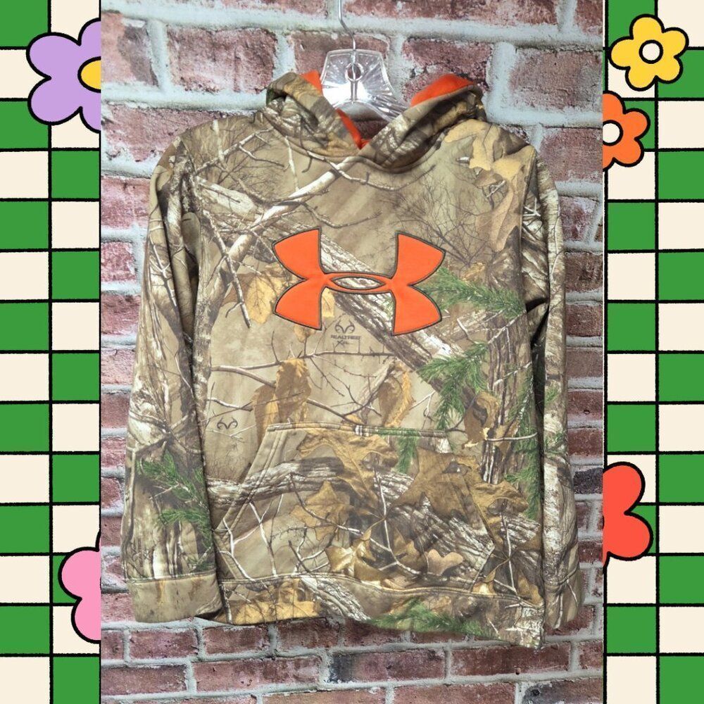 Under Armour Hoodie S | Green Camo Pullover Athletic Outdoor‎ Hunting Athleisure